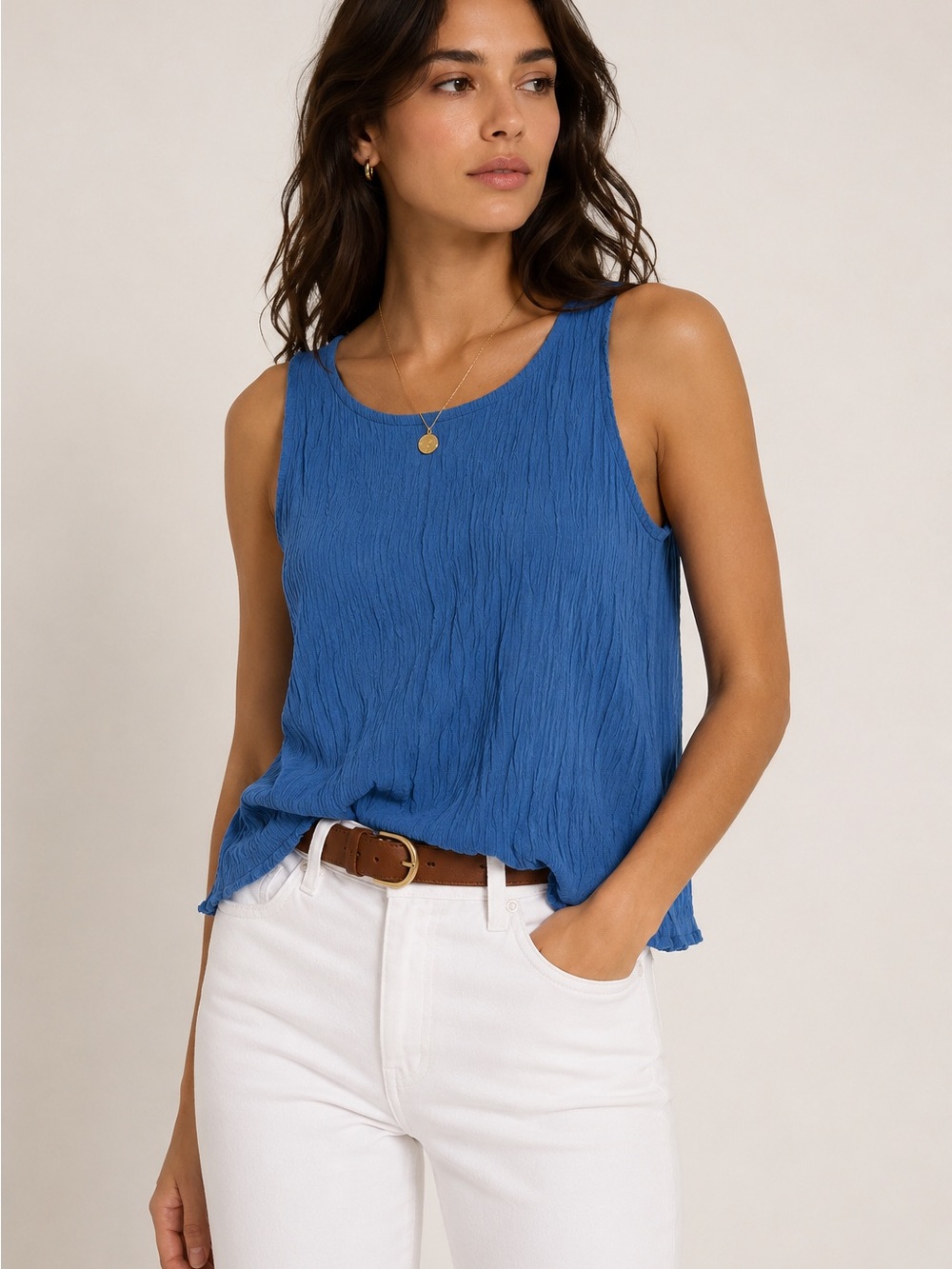 EVERLANE Naia Ripple Tank Scoop Neck Top